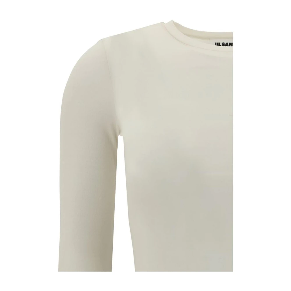 Jil Sander Zijden Doorschijnende Lange Mouw Top Beige Dames