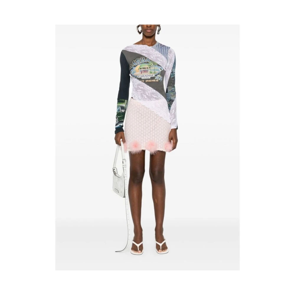 Blumarine Roze gebreide rok met veertrim Pink Dames