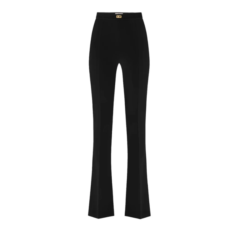 Elisabetta Franchi Zwarte Flared Stretch Crêpe Broek Black Dames