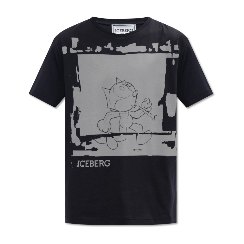 Iceberg T-shirt met cartoonafbeeldingen Black Heren