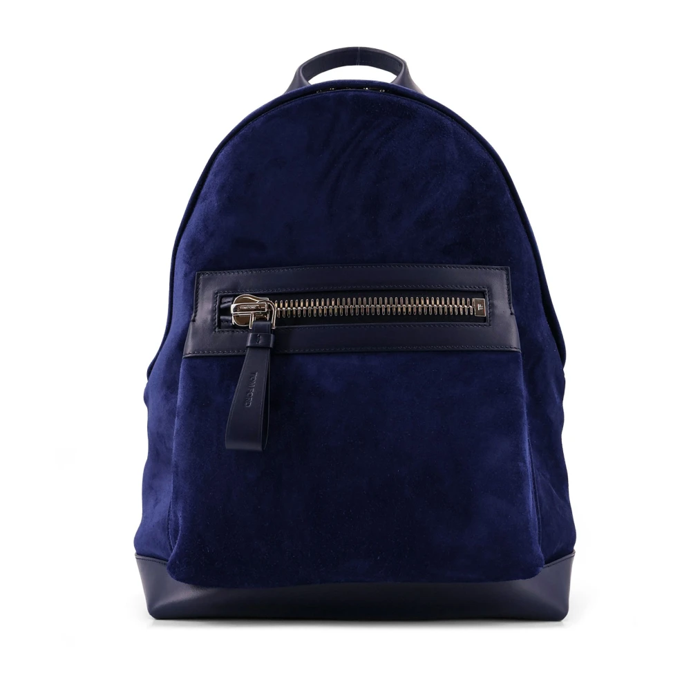 Tom Ford Men's Blue Backpacks, One Size, Suede Buckley Backpack