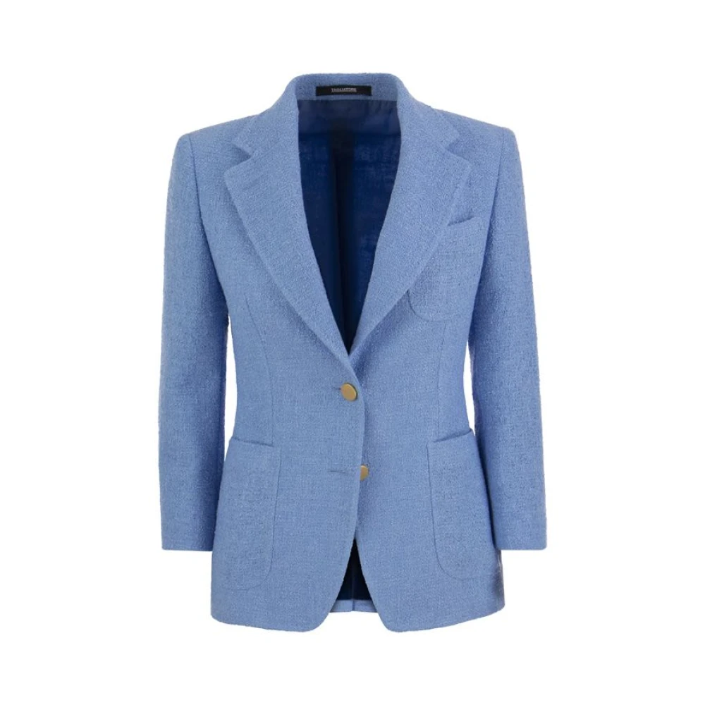 Tagliatore Linnen Blend Textuur Blazer Blue Dames