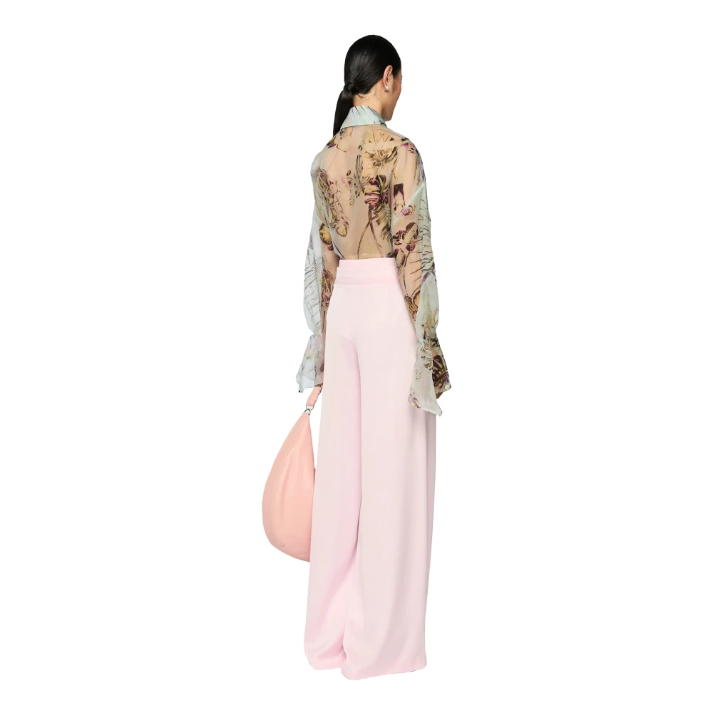 Genny Roze Wijde Pijp Broek Pink Dames