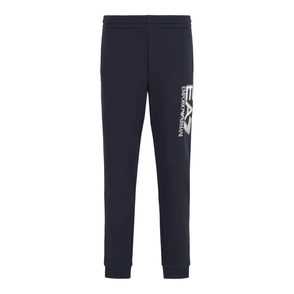 Emporio Armani EA7 Blauwe Katoenen Jogger met Wit Logo Blue Heren