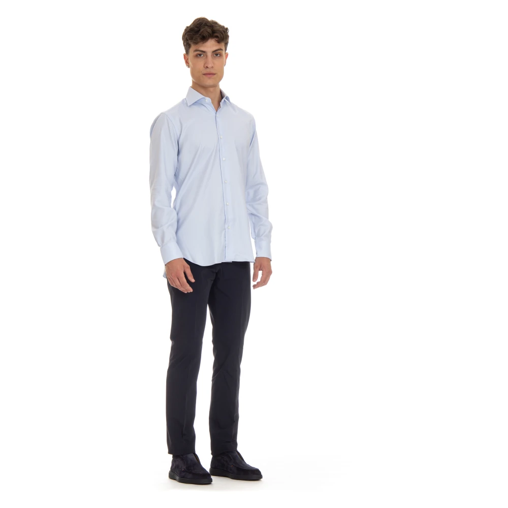 Barba Heldere Blauwe Oxford Overhemd Blue Heren