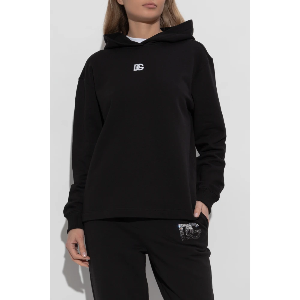 Dolce & Gabbana Sweatshirt met geborduurd logo Black Dames