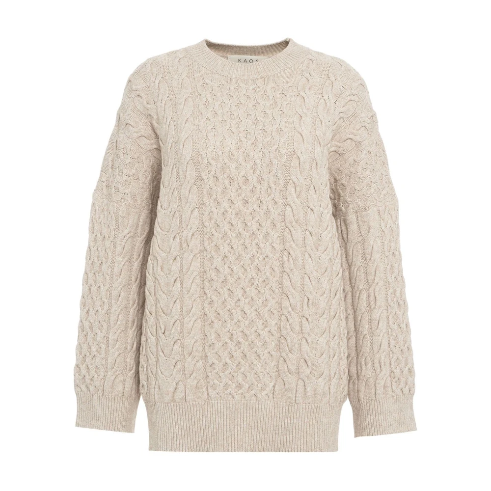 Kaos Bruine Kabeltrui Aw24 Brown Dames