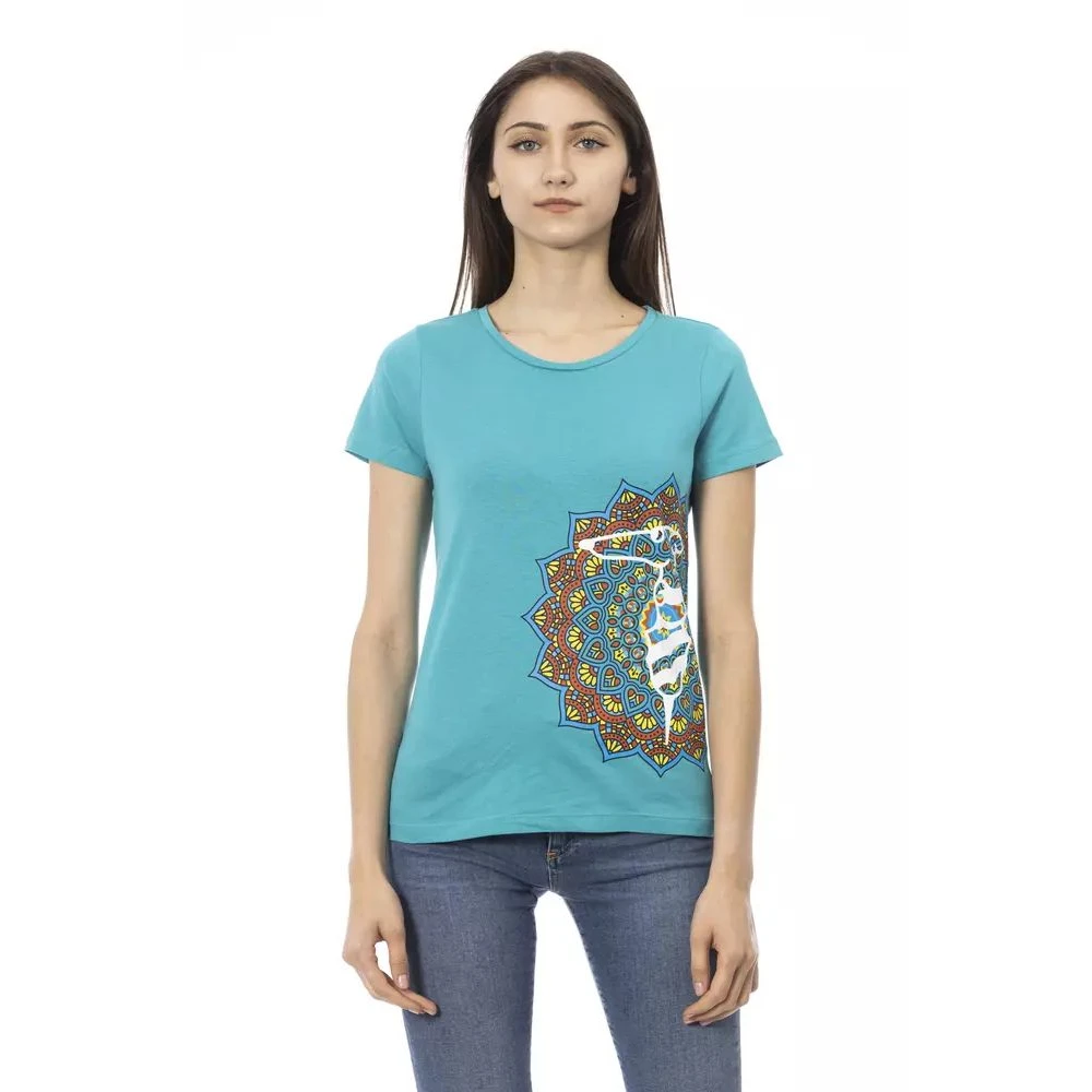 Trussardi Women's Light/Blue Elegant Round Neck T-Shirt