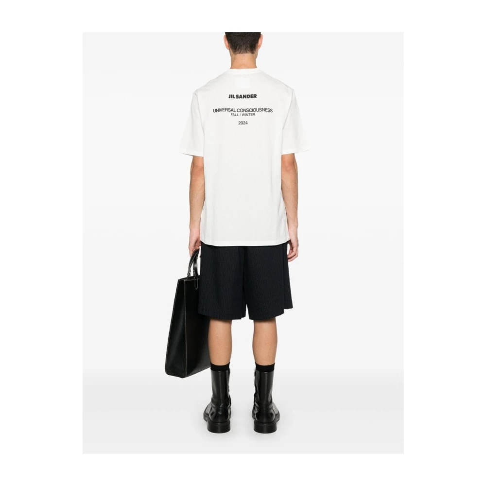Jil Sander Witte Katoenen Ronde hals T-shirt Mannen White Heren