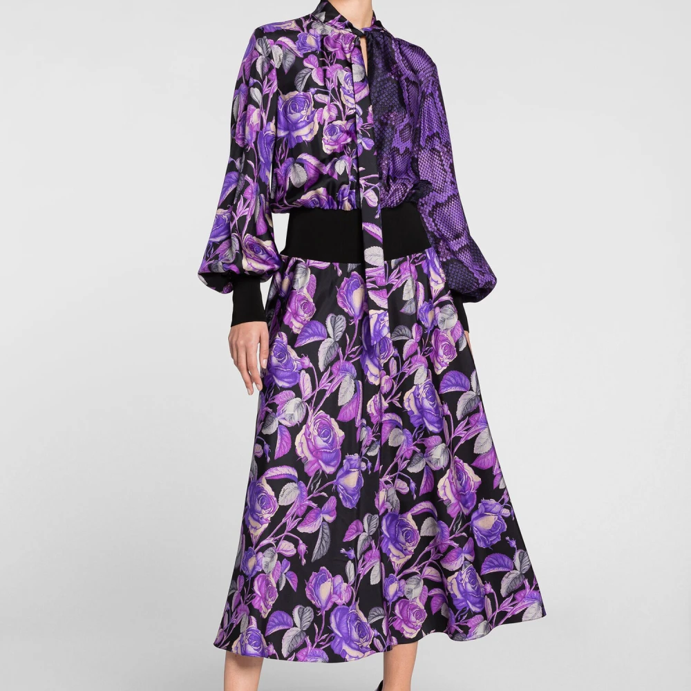Roberto Cavalli Python-Print Jurk met Mock Hals Multicolor Dames