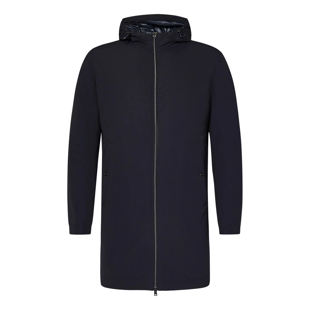 Herno Blauwe Hooded Parka Jas voor Mannen Blue Heren