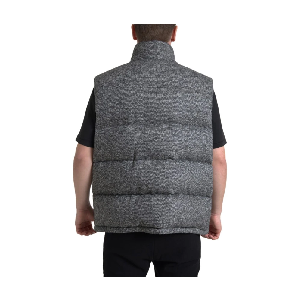 Dolce & Gabbana Elegante Chevron Gebreide Vest in Grijs Gray Heren