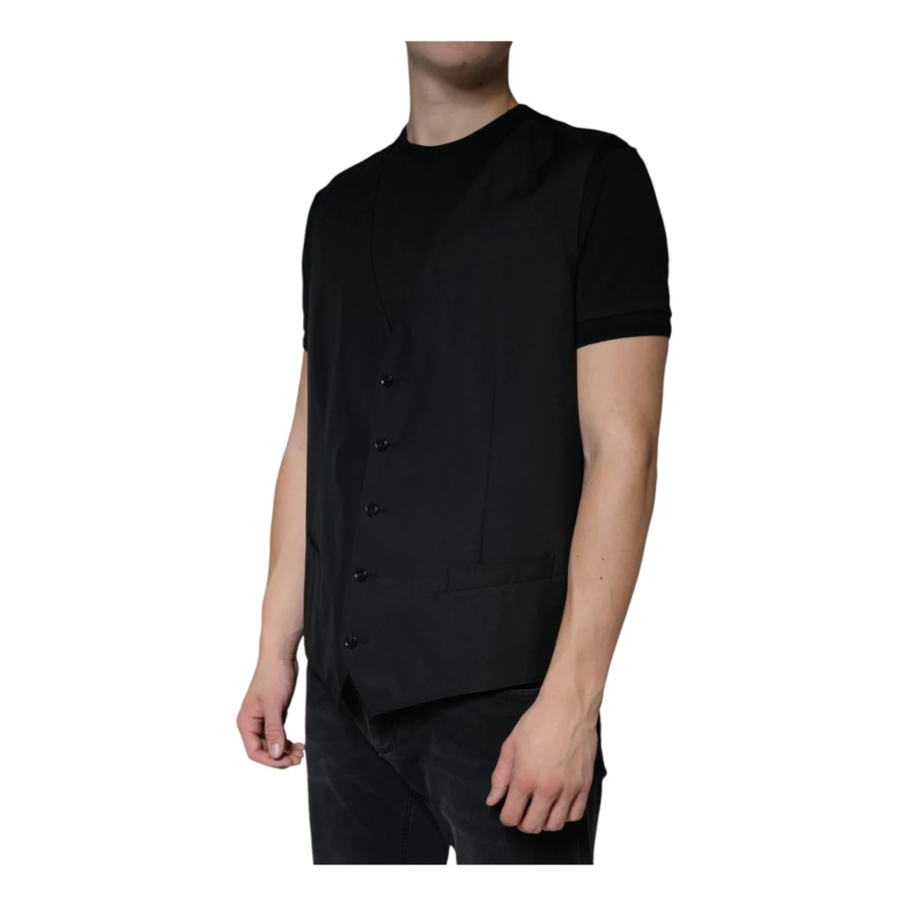 Dolce & Gabbana Zwarte wollen vestjurk Black Heren