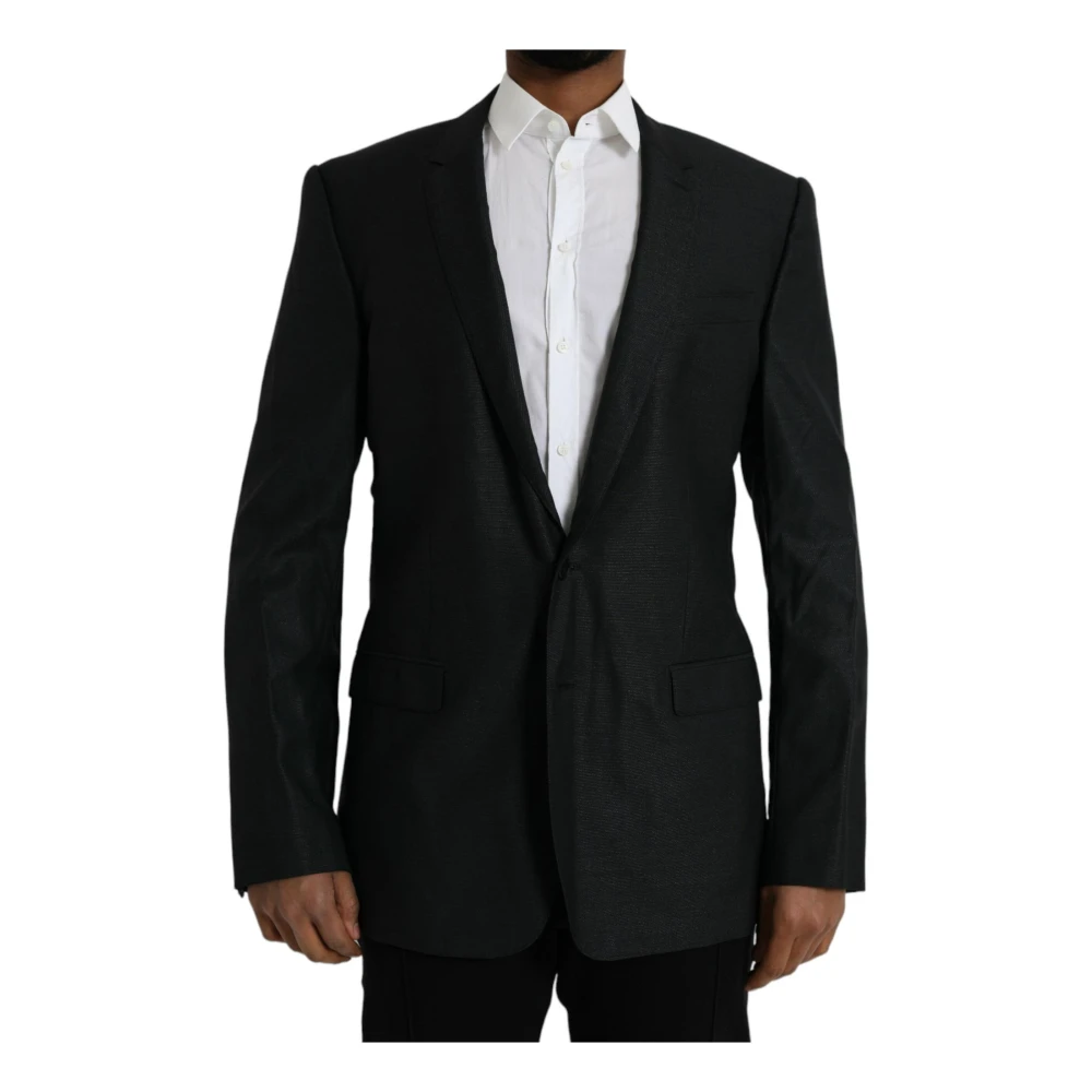 Dolce & Gabbana Zwarte Wol Blazer Slim Fit Black Heren