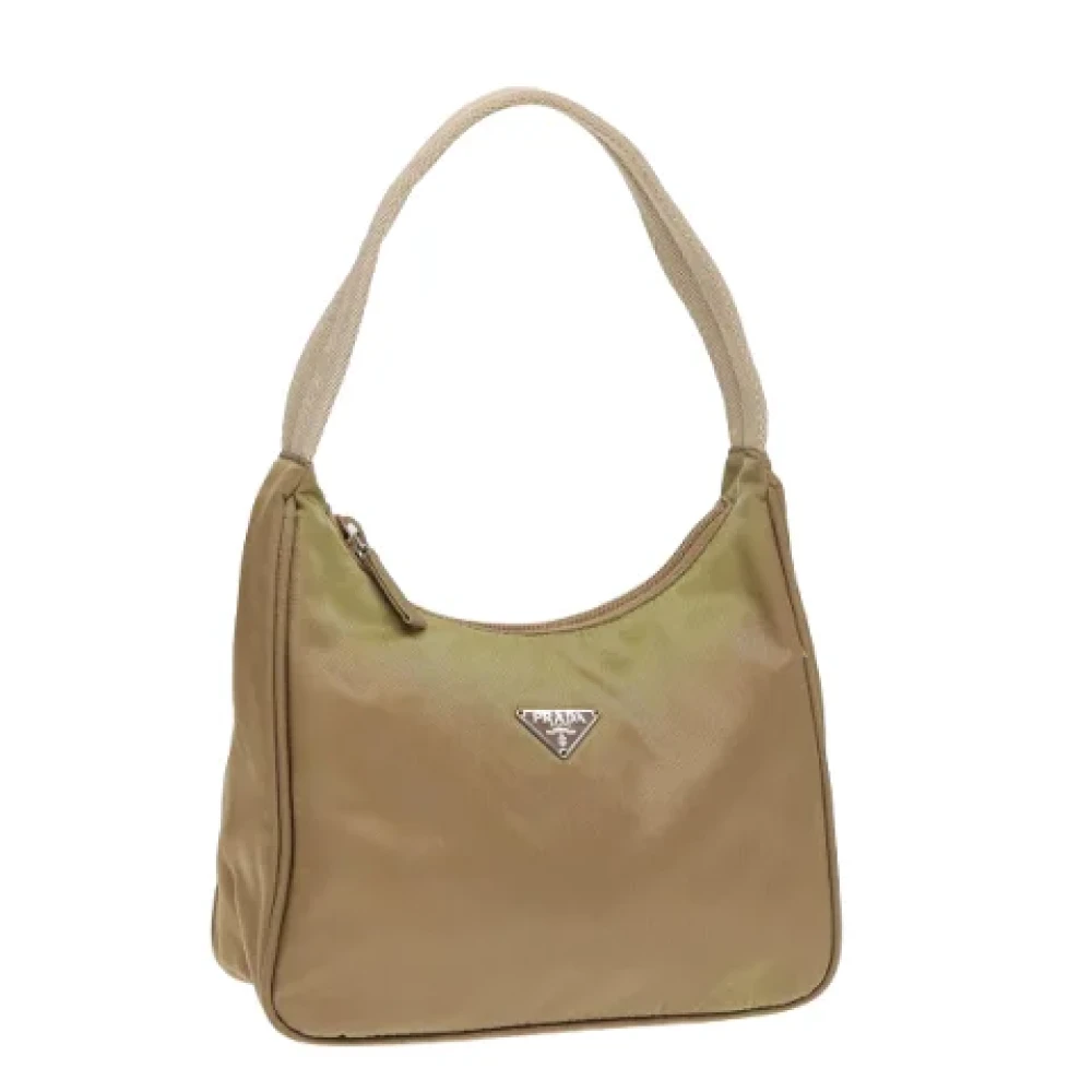 Prada Vintage Pre-owned Nylon handbags Beige Dames