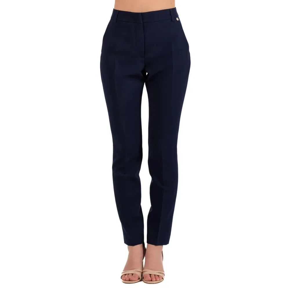 Liu Jo Navy Blauwe Chino Broek Rechte Pasvorm Blue Dames