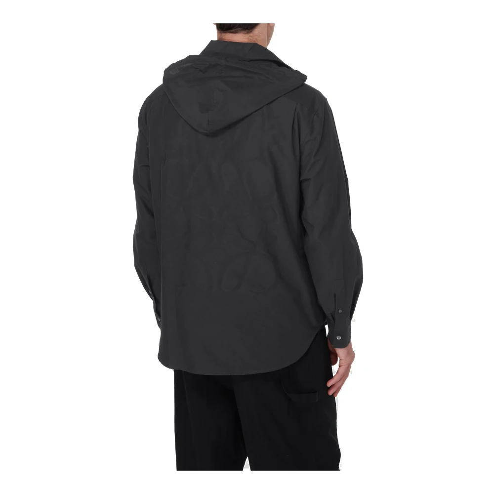 Loewe Katoenen Jack Overhemd met Anagram Jacquard Black Heren
