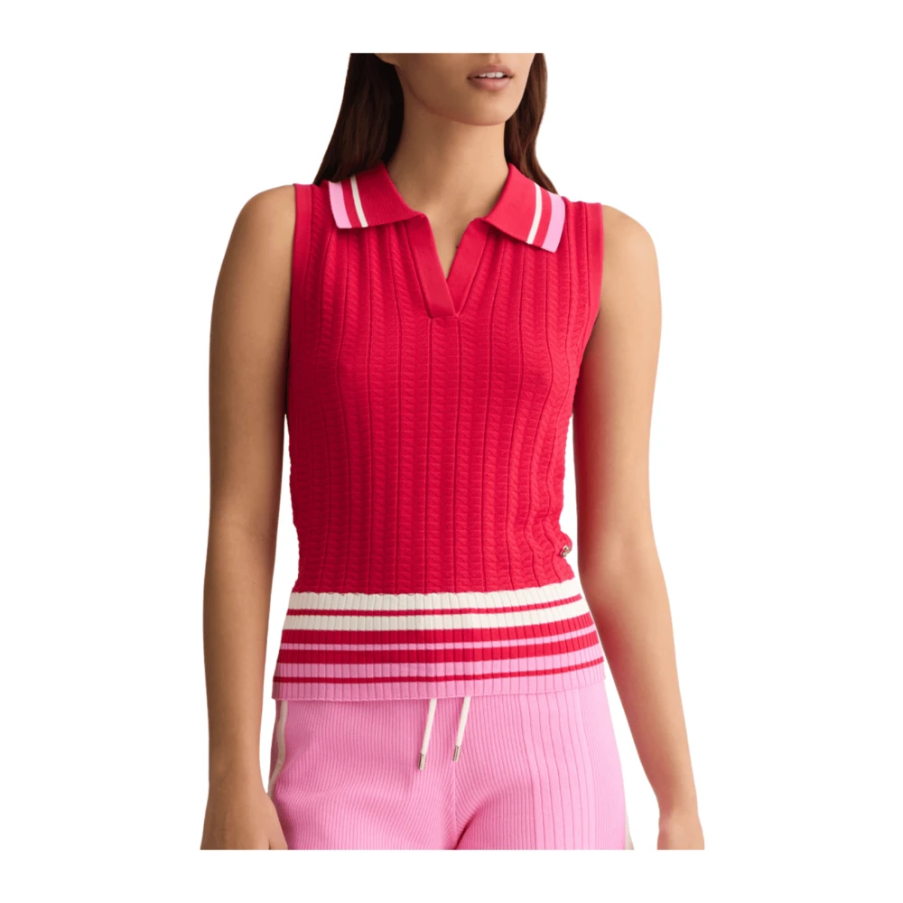Liu Jo Rode Gestreepte Gebreide Top Athleisure Stijl Red Dames