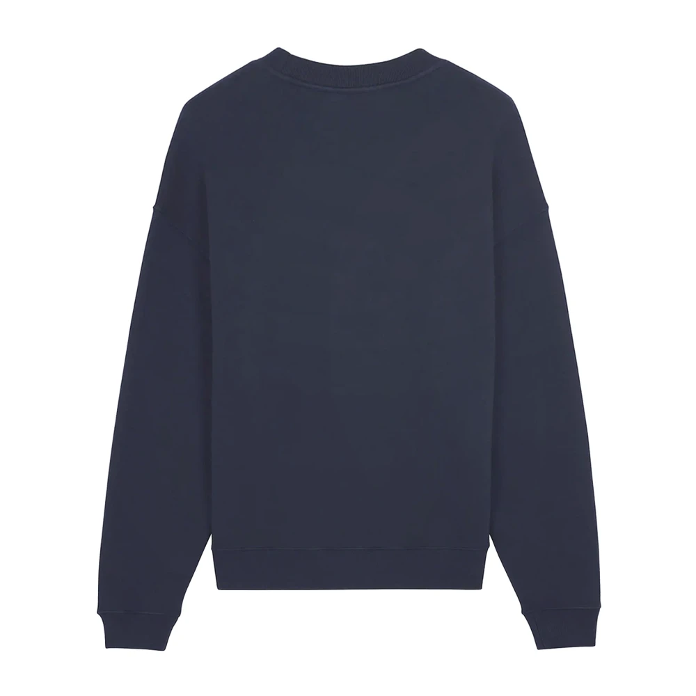Maison Kitsuné Geborduurde katoenen sweatshirt met ronde hals Blue Heren