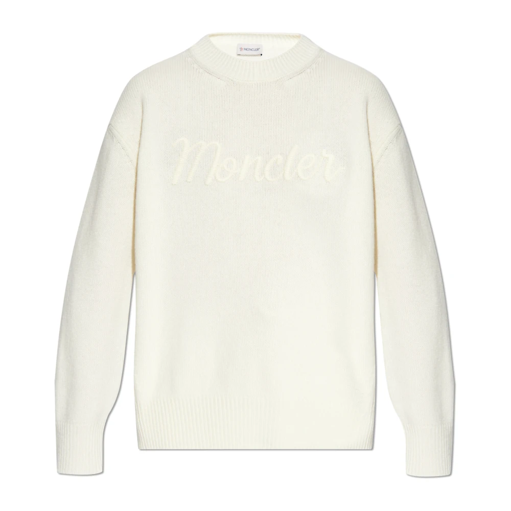 Moncler Trui met geborduurd logo Beige Dames
