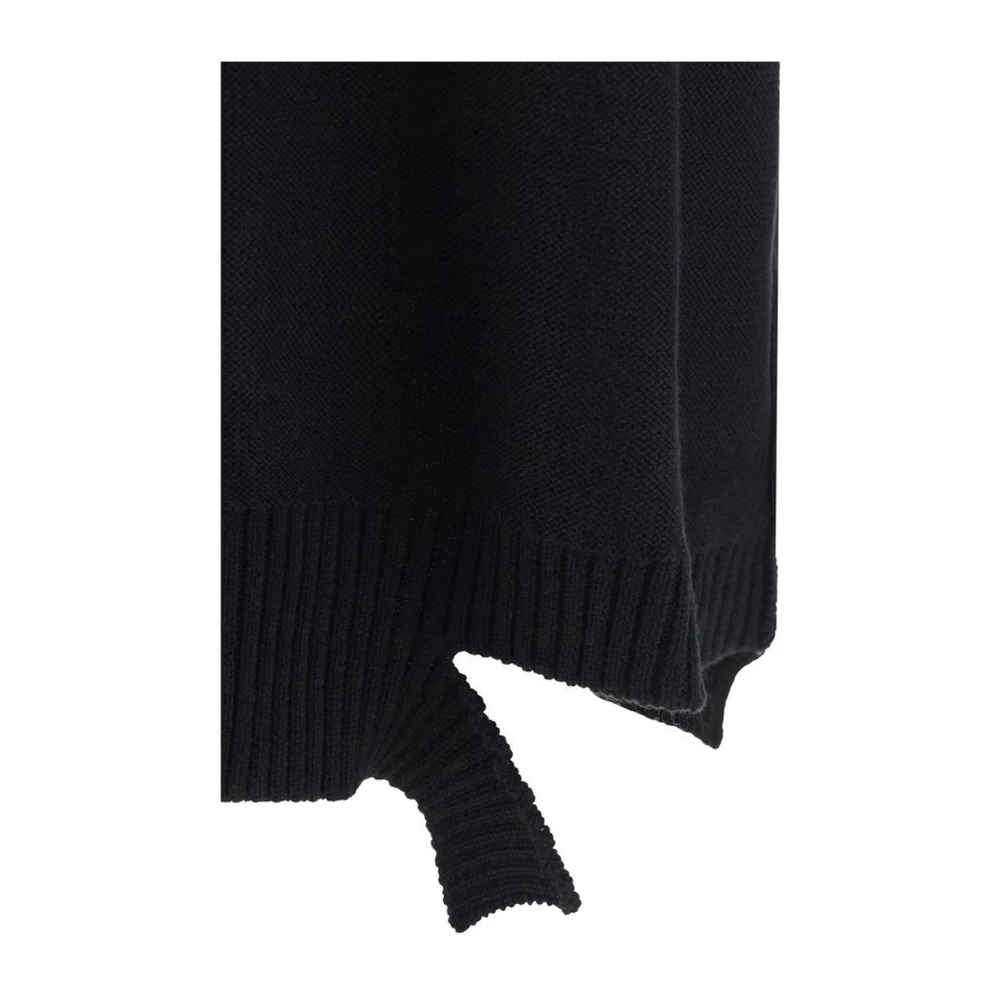 MM6 Maison Margiela Mouwloze Wollen Mini Jurk met Uitsparingen Black Dames