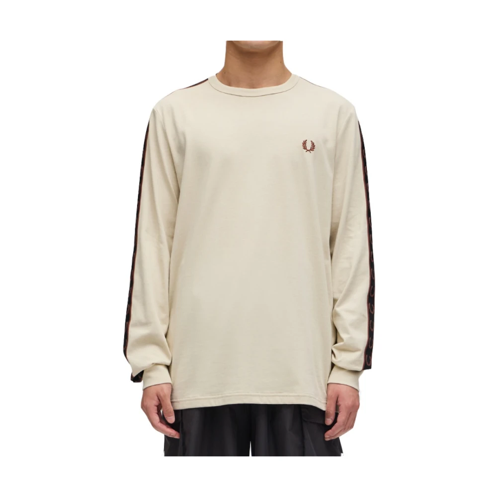 Fred Perry Taped Long Sleeve Tee Beige Heren