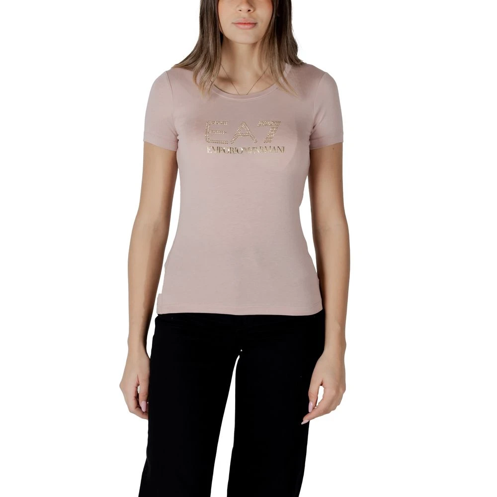Emporio Armani Ea7 Damen Rosa Evolution Stretch Baumwoll-Modal T-Shirt 8Ntt67 Tjdqz