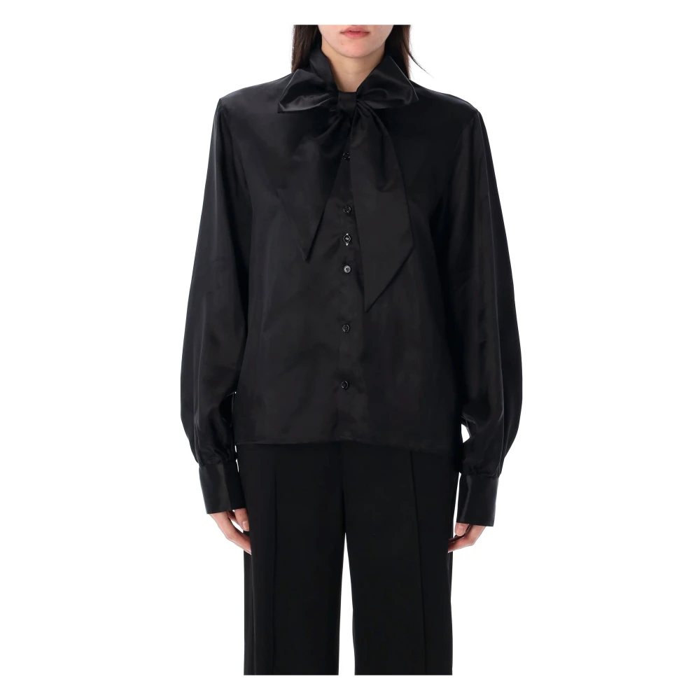 MM6 Maison Margiela Zwarte Twist Bow Shirt Dameskleding Black Dames