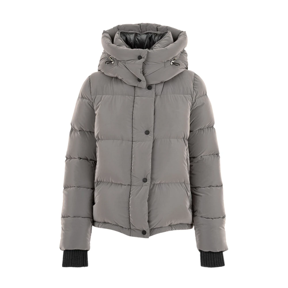 Moorer Women's Beige Velvet Texture Hooded Jacket - Winter Jackets - Xs - Jackets