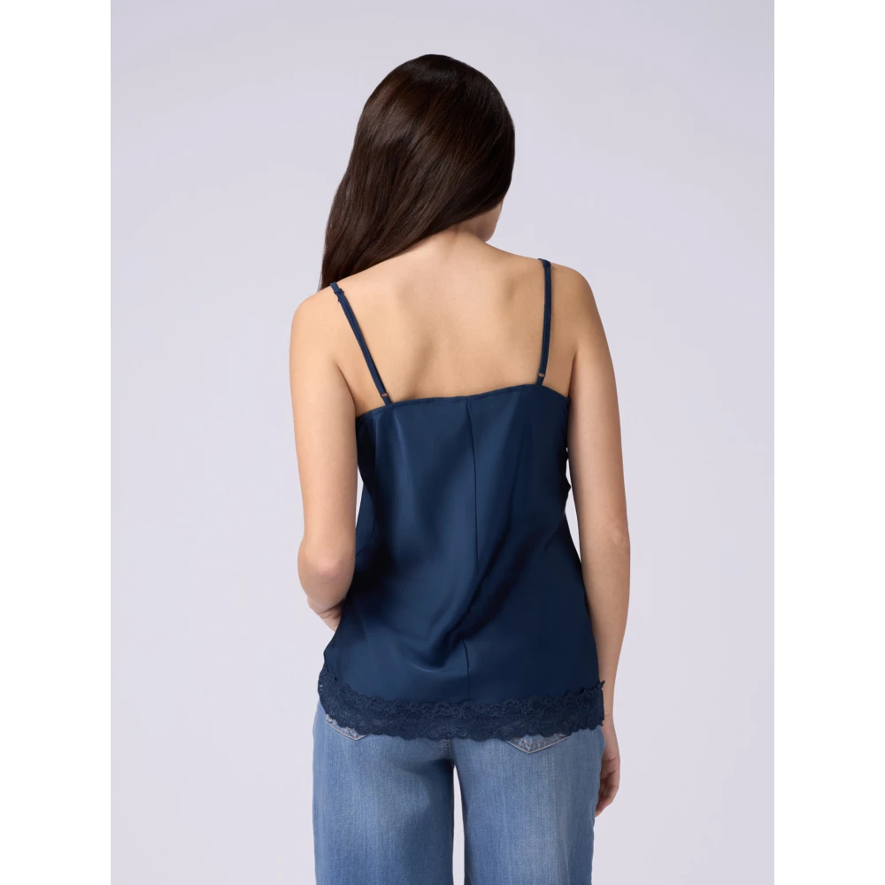 Oltre Top lingerie in satijn en kant Blue Dames