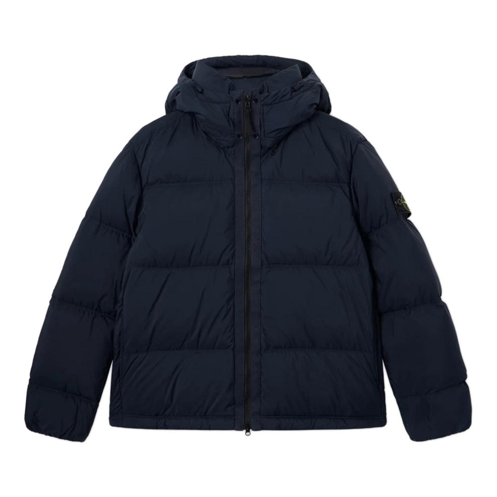 Stone Island Uomo Blu Cappotto Imbottito In Ripstop Navy - Immagine 3