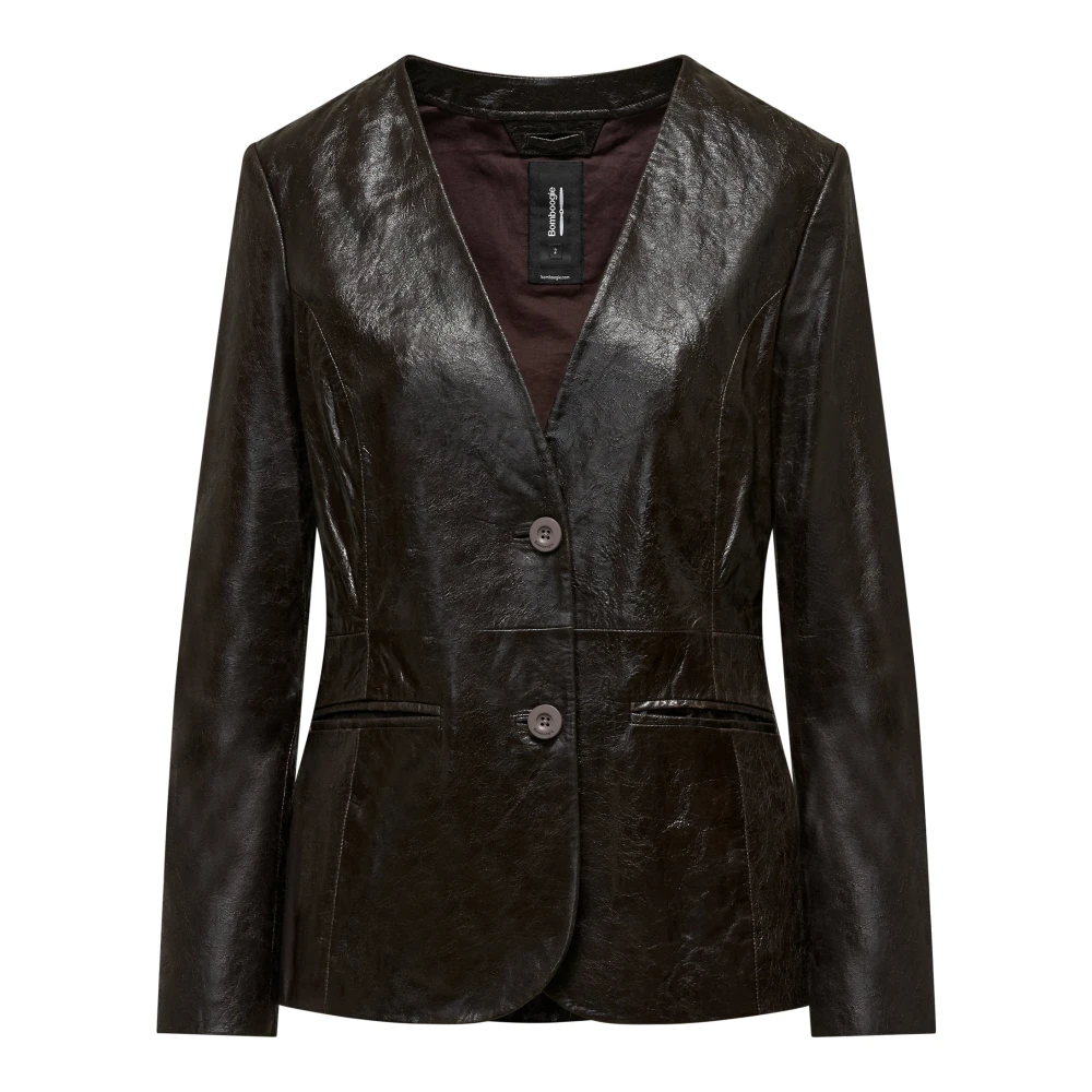 Bomboogie Donna Marrone - Giacca In Pelle Laminata-Dark -2 - Jackets - Xl