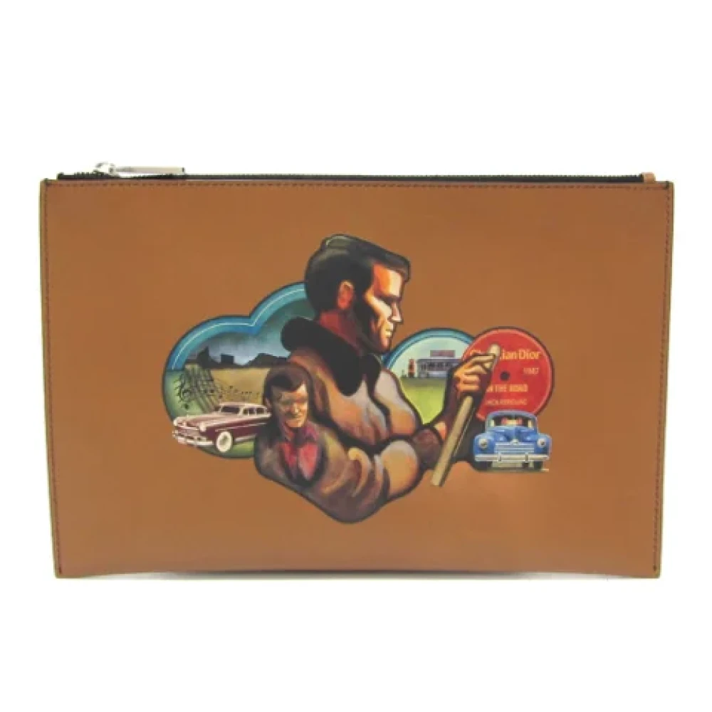 Dior Vintage Pre-owned Leather clutches Brown Dames