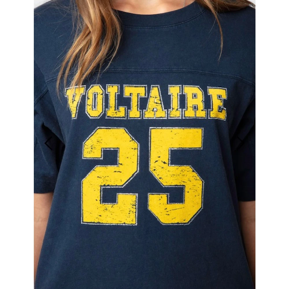 Zadig & Voltaire Vintage Blauwe Strik T-shirt met Voltaire Blue Dames