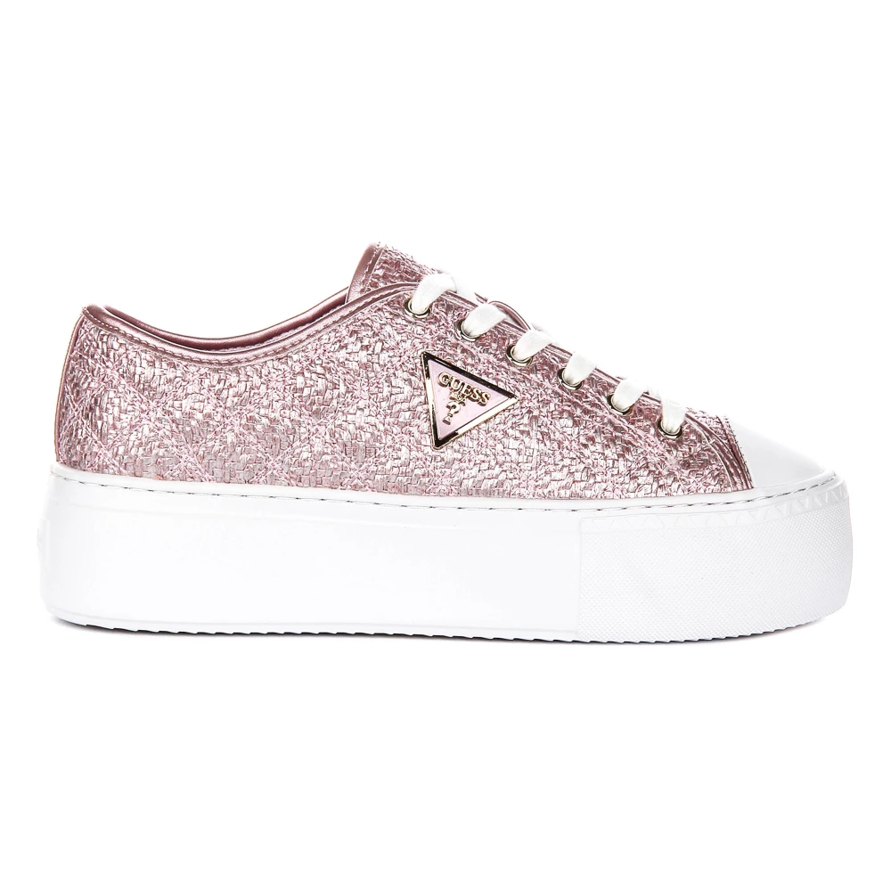 Guess Pink Sneakers, Female, 7 Uk, Joezi Raffia Sneaker