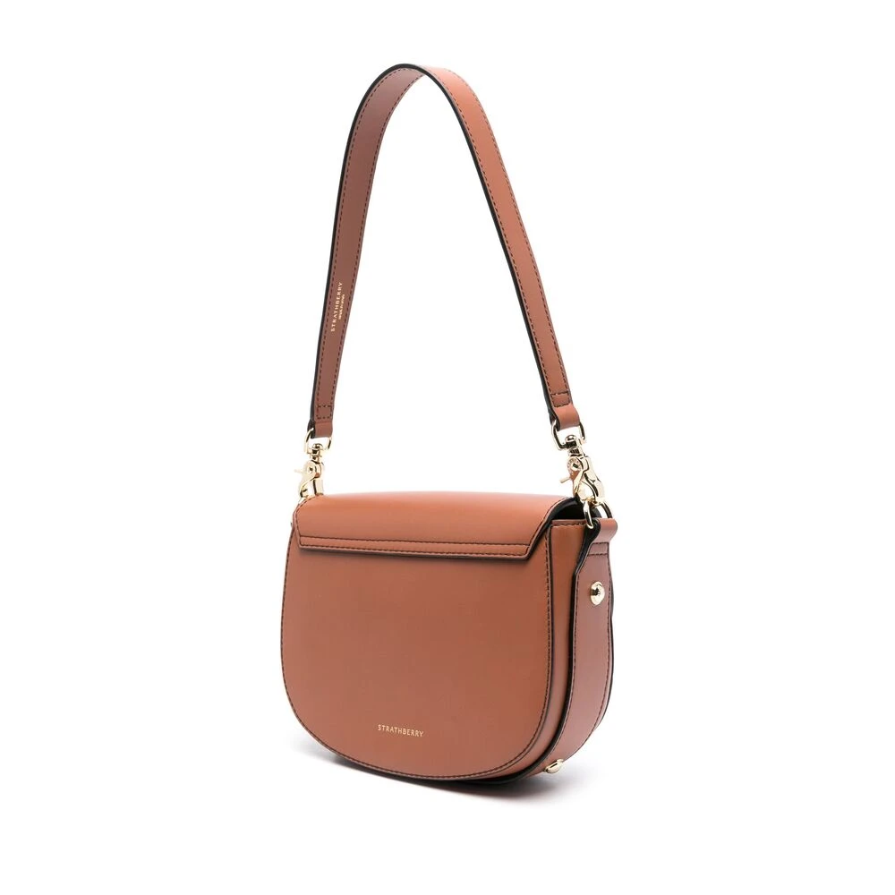 Strathberry Cognac Bruine Schoudertas met Overslag Brown Dames