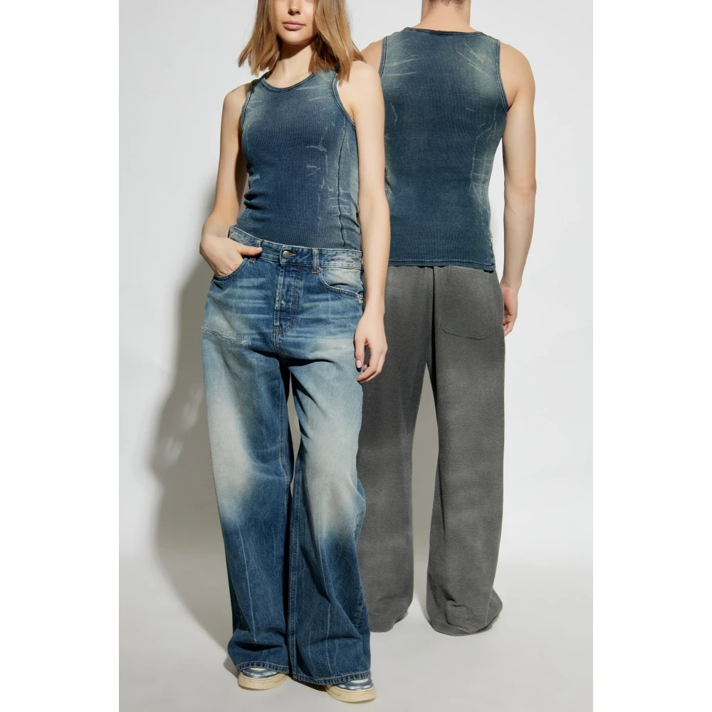 Diesel Geribbelde top Blue Unisex