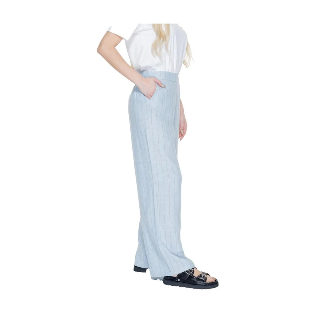 Vero Moda Blauwe Linnen Pinstripe Palazzo Broek Blue Dames