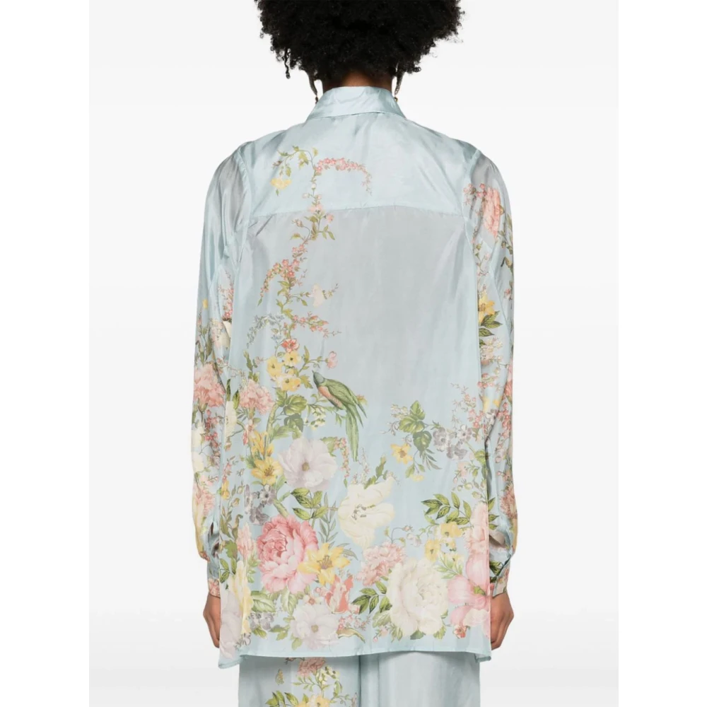Zimmermann Heldere Blauwe Zijden Overhemd Klassieke Stijl Multicolor Dames