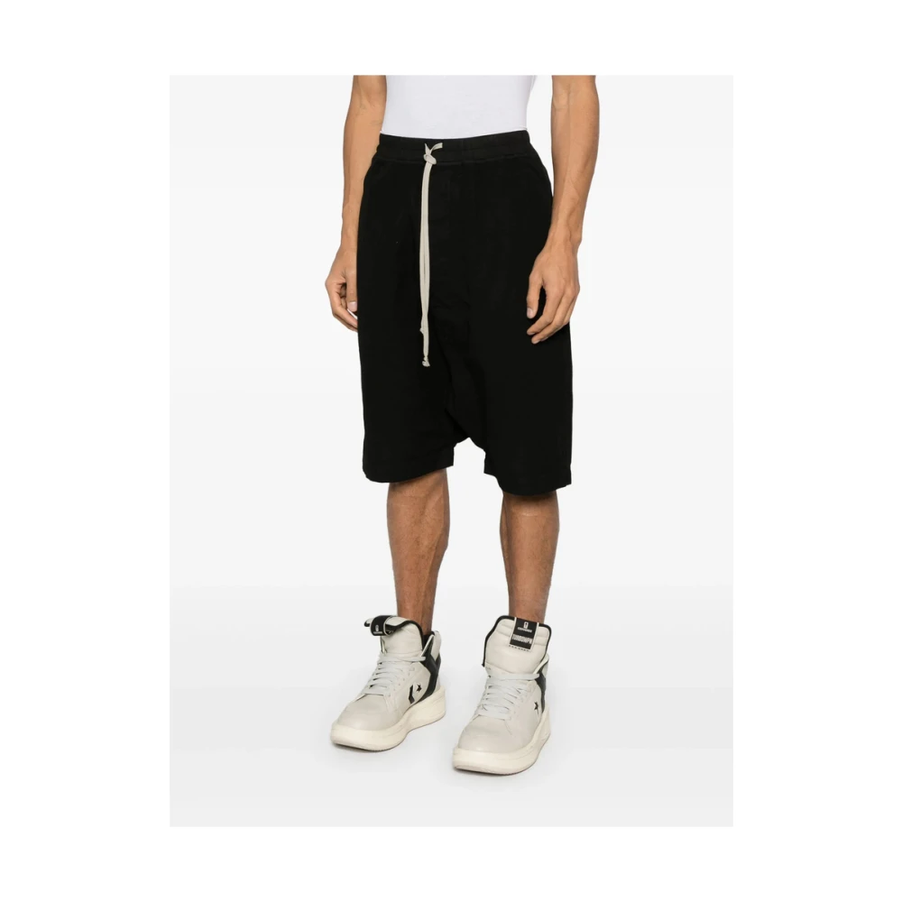 Rick Owens Zwarte Shadow Elastische Trekkoord Broek Black Heren