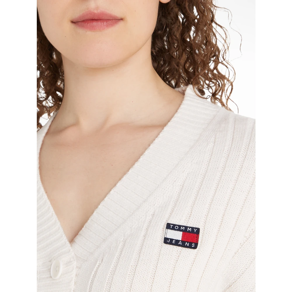 Tommy Jeans Witte Trui met Logoknopen White Dames