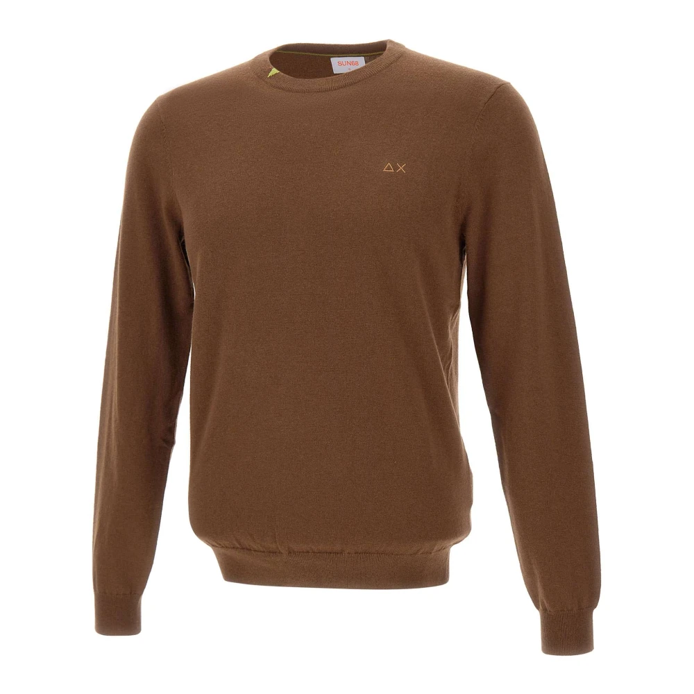 Sun68 Men's Brown Jumper Basic - Round-Neck Knitwear - M - Knitwear