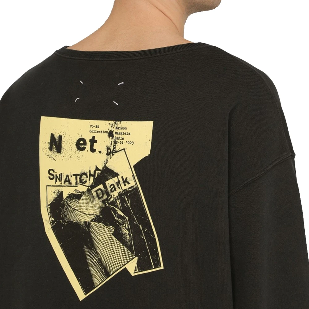 Maison Margiela Oversized Katoenen Sweatshirt Grafische Print Ronde Hals Black Heren