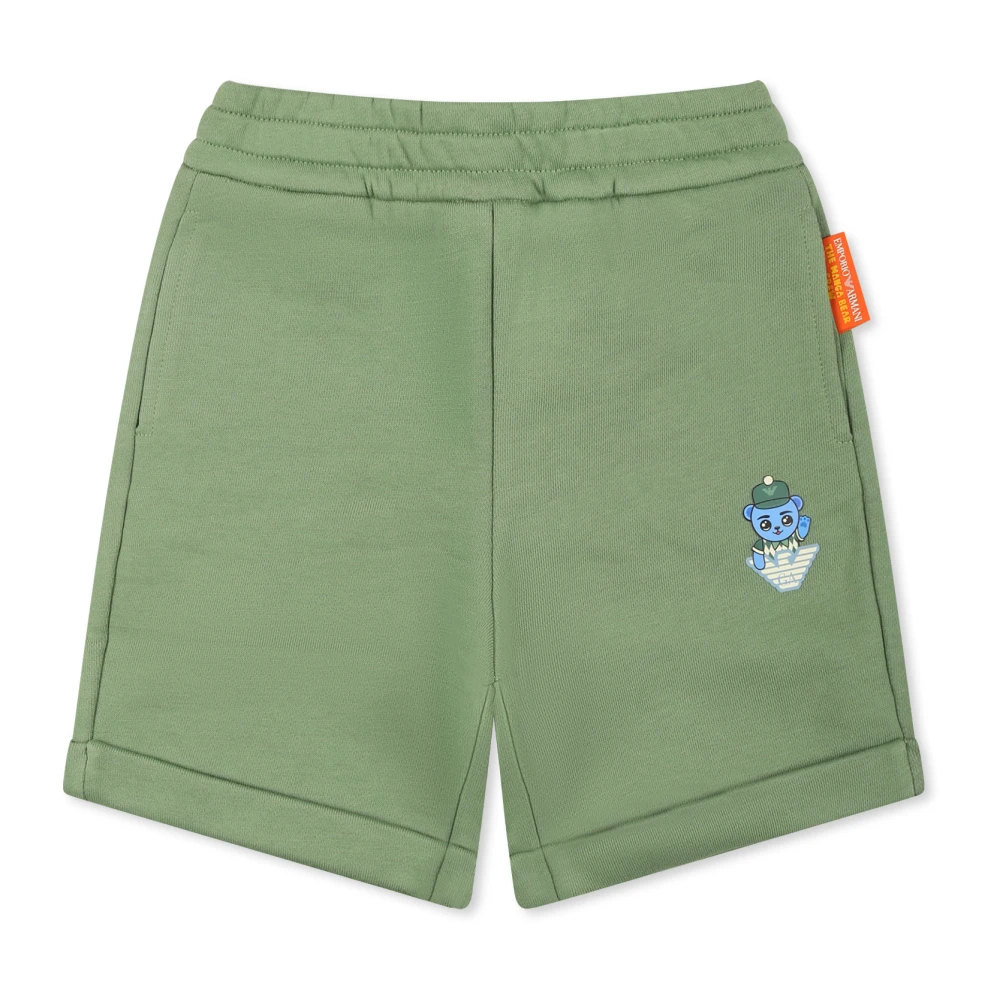 Emporio Armani Unisex Kids Green Manga Bear Sporty Shorts Size 2 Y