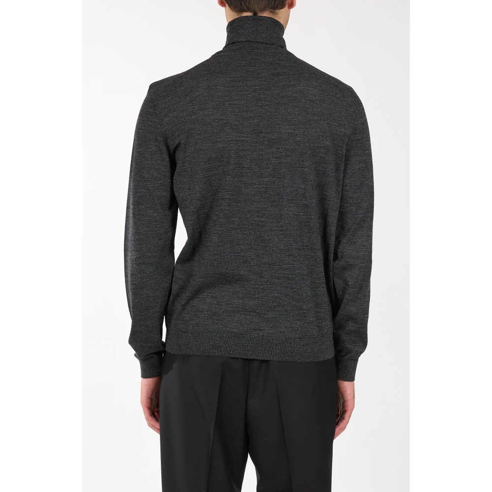 Hugo Boss Geribbelde wollen coltrui met slim-fit pasvorm Black Heren