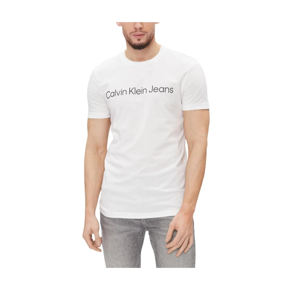 Calvin Klein Jeans Men's White Cotton T-Shirt For
