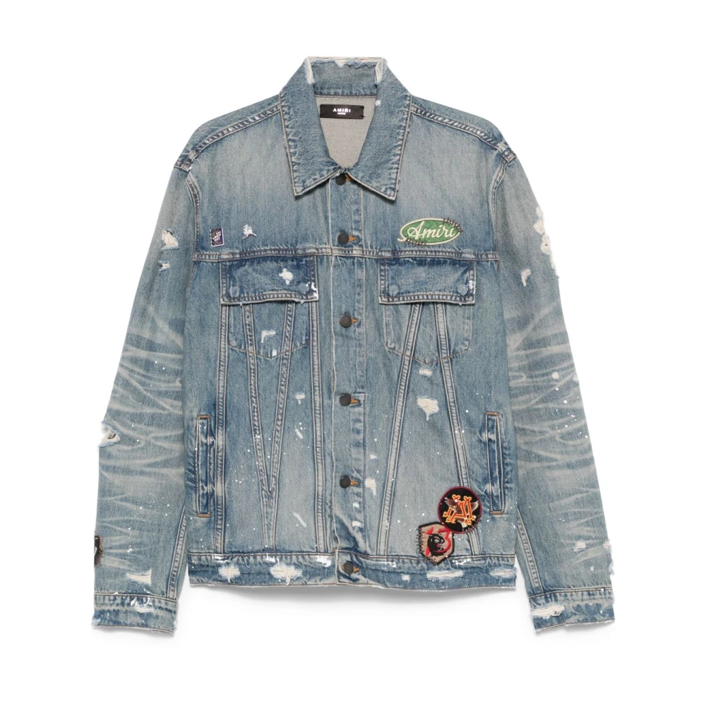 Amiri Blauw Denim Jack met Vintage Pegasus Blue Heren