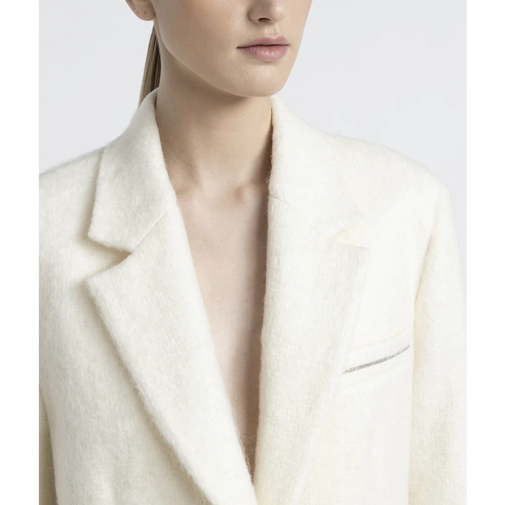 PESERICO Mohair en wol single-breasted blazer Beige Dames
