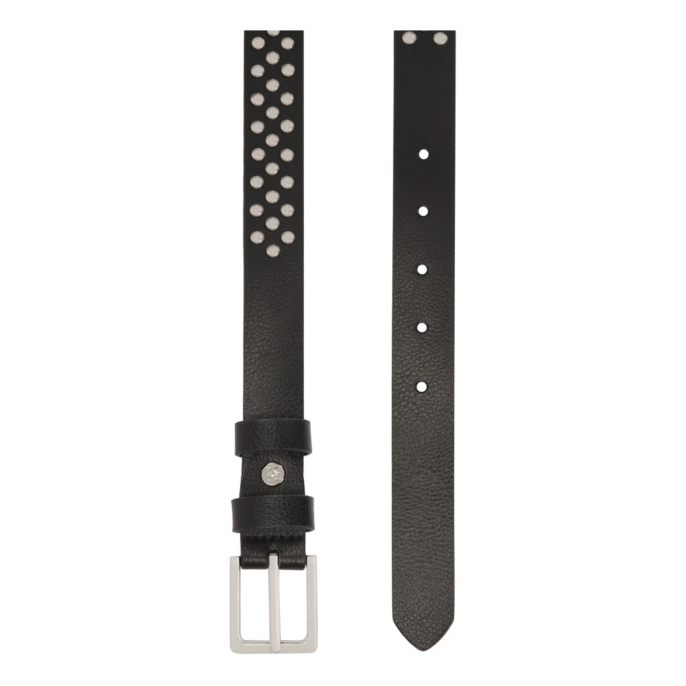 Kazar Zwarte smalle riem versierd met zilveren noppen Black Dames