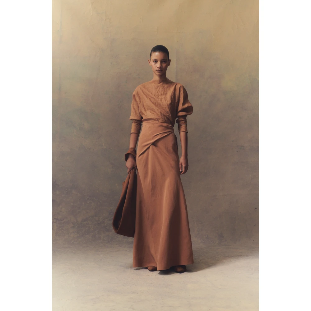 Cortana Tanami lange linnen en zijden terracotta rok Brown Dames